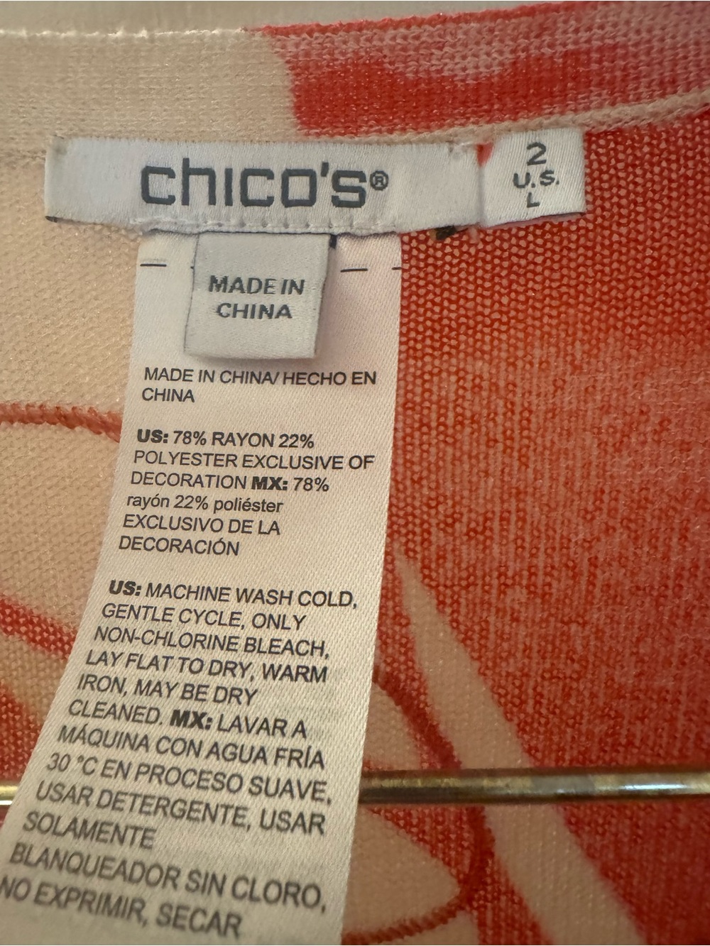 Chico's Open-Front Floral Knit Cardigan in Cream and Orange-Red - Picture 4 of 7